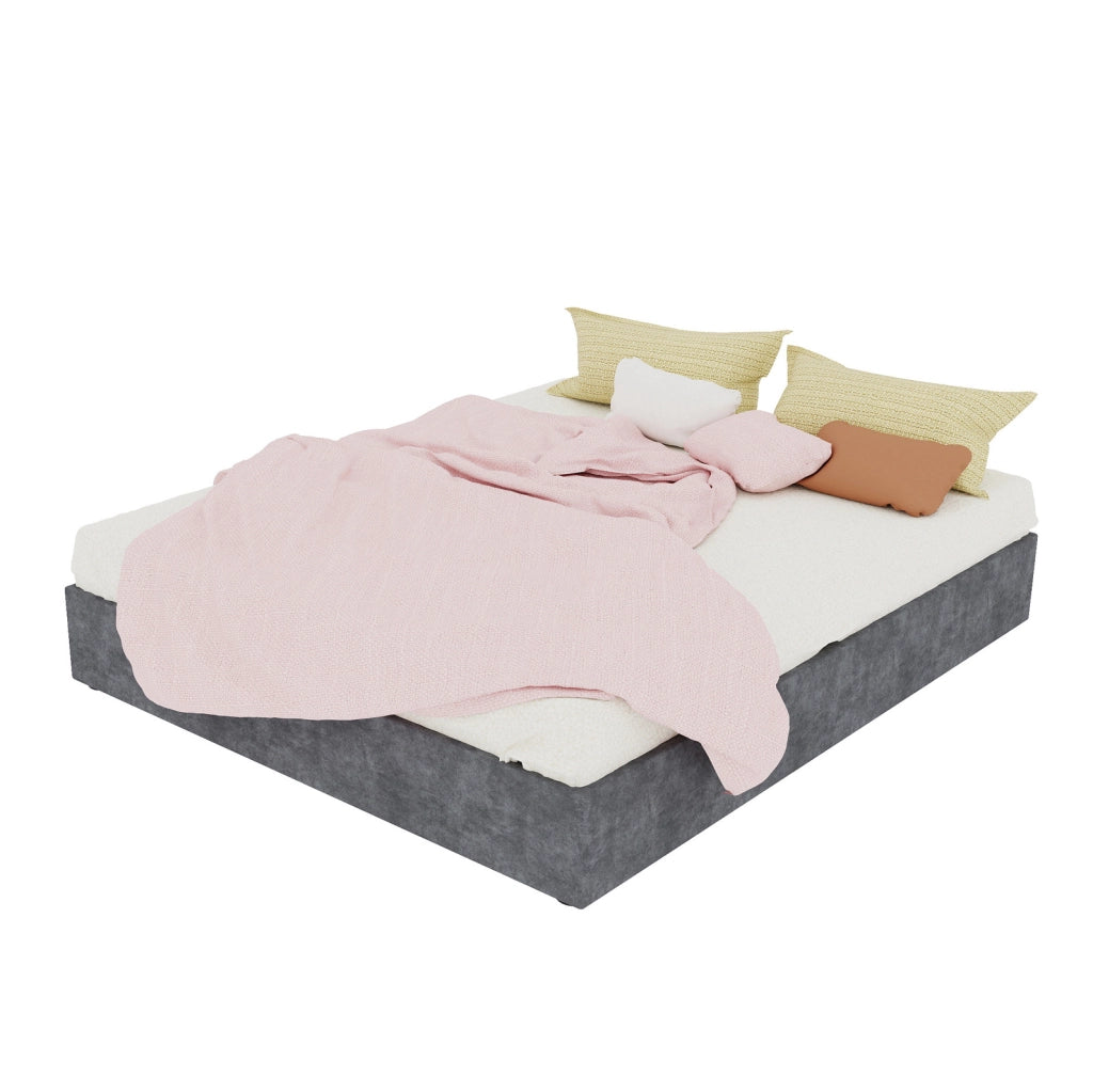 Letto 160x200 cm moderno in tessuto e metallo grigio