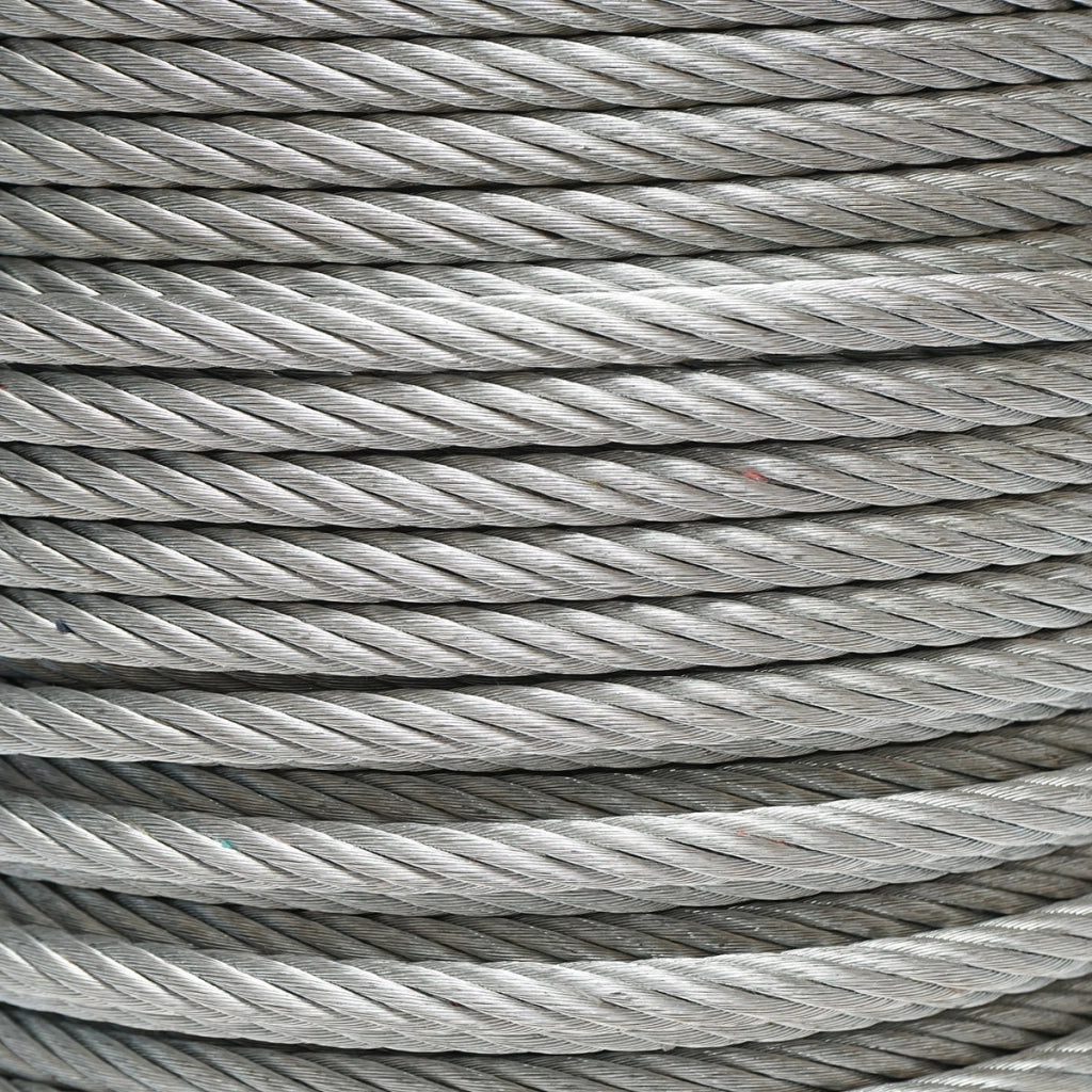 Cavo in acciaio zincato 10mm, 6x37 trefoli, carico massimo 5220Kg, peso 34,6Kg, 100m/rotolo