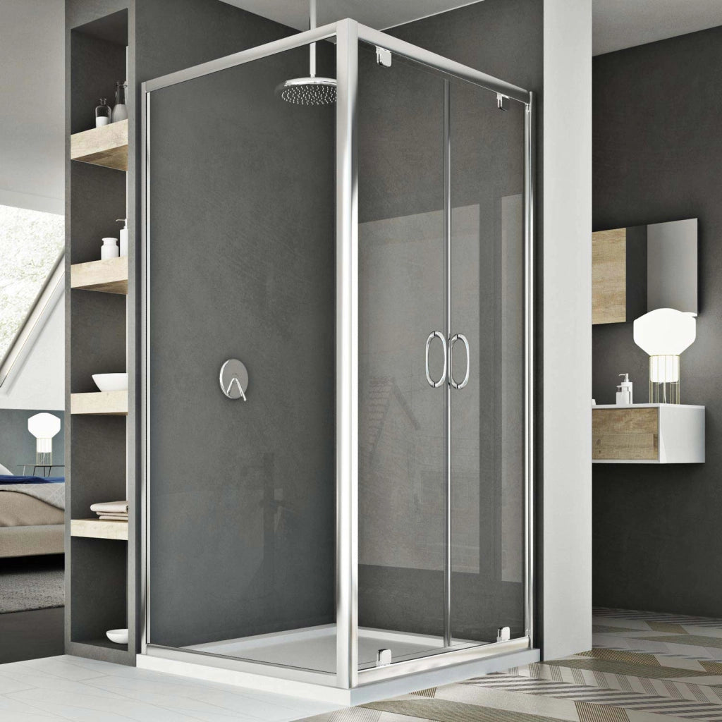 Box Doccia 90x80 AP. 80 CM H185 trasparente mod. Sintesi Duo 2 Ante