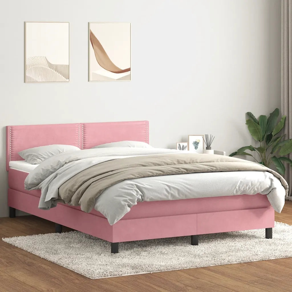 Letto a Molle con Materasso e LED Rosa 160x210 cm in Velluto 3316796