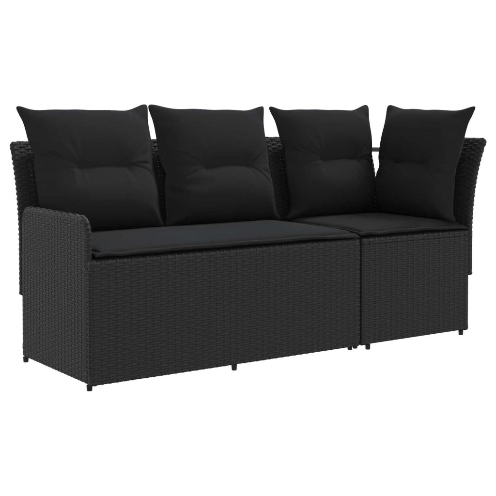 2 pz Divano con braccioli da giardino con divano angolare Nero 42025369