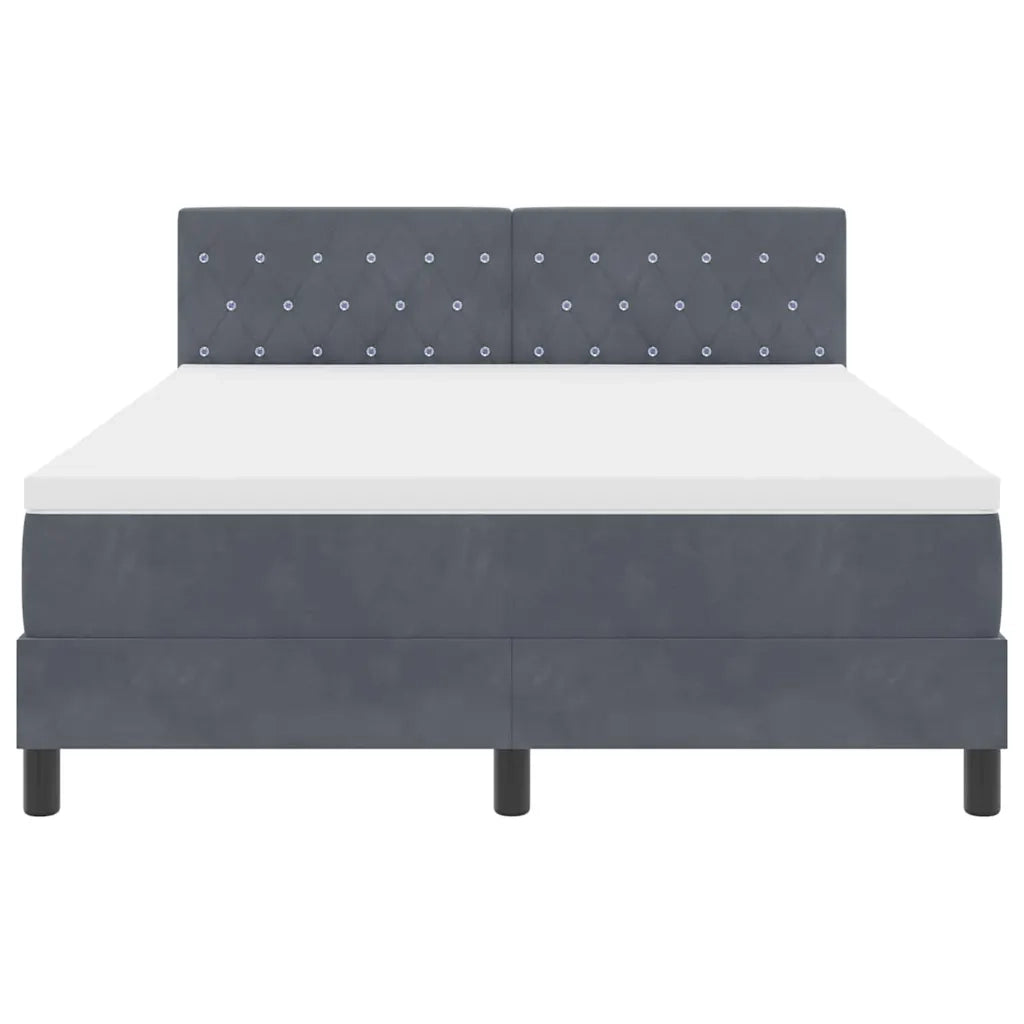 Letto a Sorgente LED con led Grigio scuro 140 x 190 cm Velluto