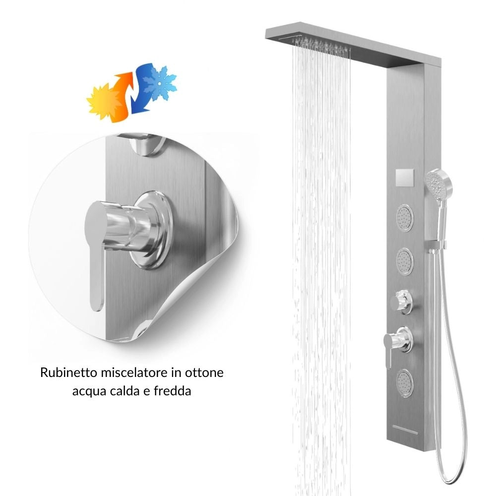 Colonna pannello doccia shine-1 cromo 4 funzioni luce display temperatura cromo