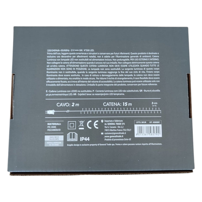 LUCI LED MULTICOLORE CANDY COLORI FREDDI 500 LED 15 MT