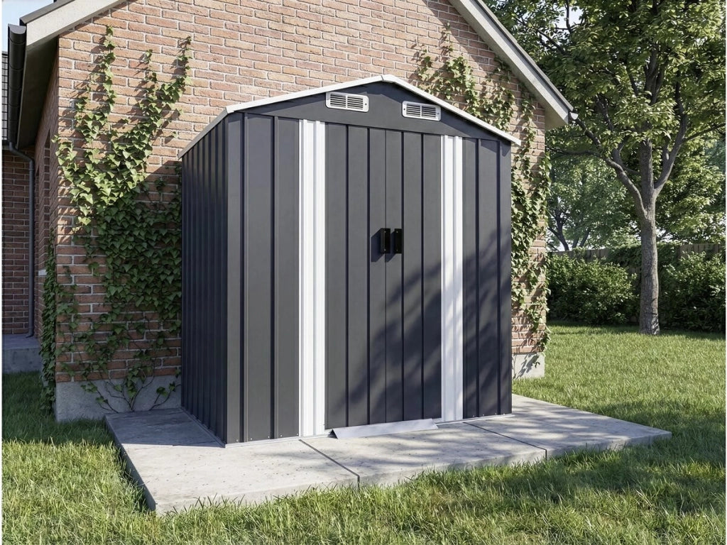 Casetta da giardino in metallo "Boston" con porta scorrevole - 2,17 m² - Grigio