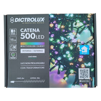 LUCI LED MULTICOLORE CANDY COLORI FREDDI 500 LED 15 MT