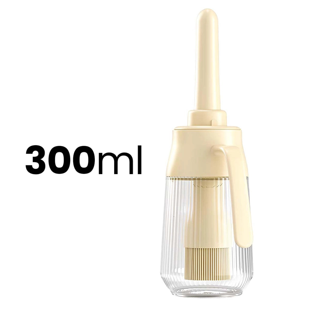 Flacone Spazzola per Olio 300ml in Vetro con Pennello in Silicone Integrato Beige Avizar