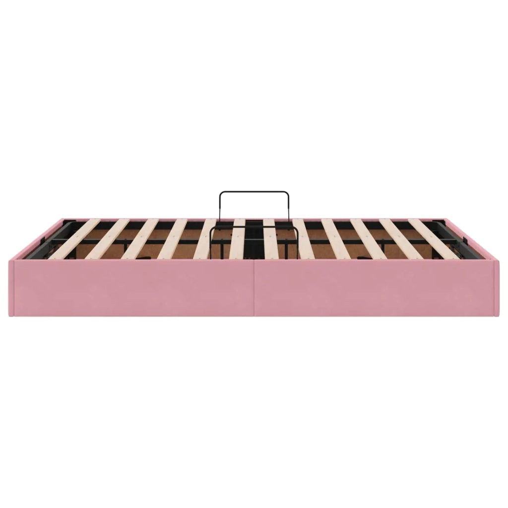 Letto ottomano con archiviazione Rosa 140 x 200 cm Velluto