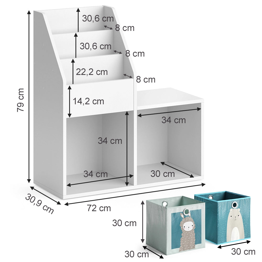 Vicco Libreria bambini Bianco 30.9 x 79 cm Mini, con 2 scatole pieghevoli opt.6
