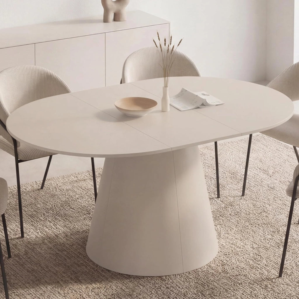 Tavolo da pranzo rotondo allungabile angelo 6 persone legno beige 110-150 cm