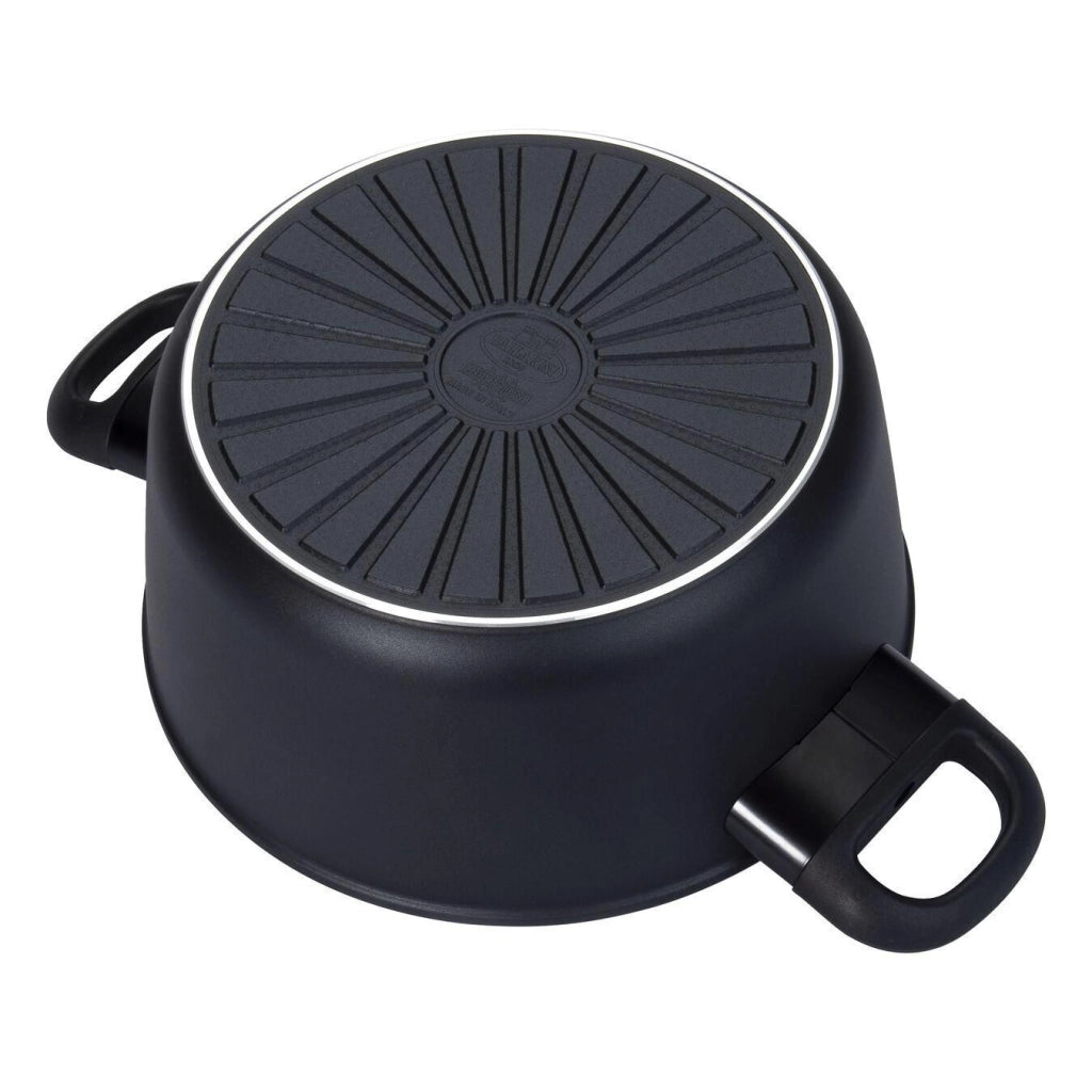 Ballarini 75002-921-0 Pentola con Coperchio in Vetro Alluminio Antiaderente 3 Strati Adatta Induzione e Gas colore Nero