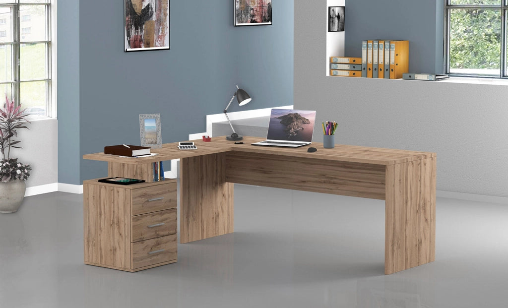 Scrivania Angolare 180/160x60x75cm cm New Selina Quercia Wotan