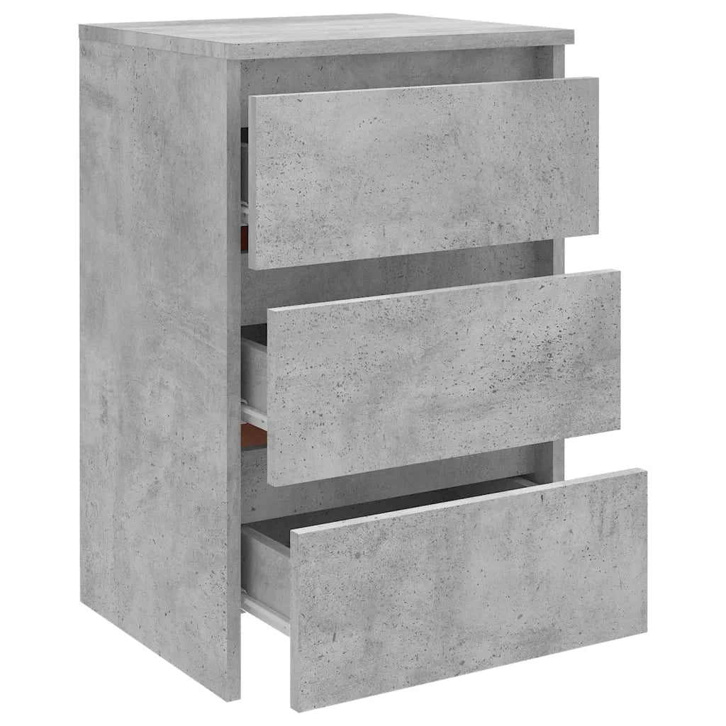 Comodino | Armadio da Notte | Mobiletto da notte Grigio Cemento 40x35x62,5 cm in Legno Multistrato