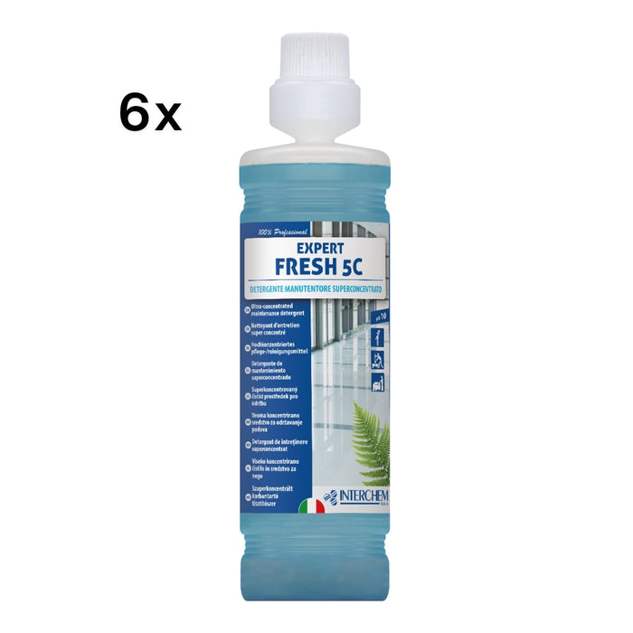Expert 5C 1 L Detergente Pavimenti Superconcentrato Fresco | Interchem, 6 Pezzi