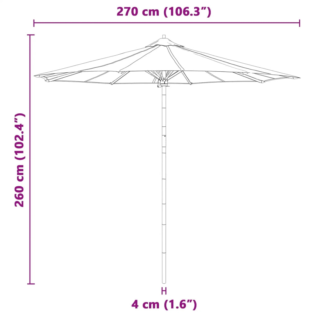 Ombrello da giardino Grigio scuro Ø 270 x 260 cm Bambù 4108088