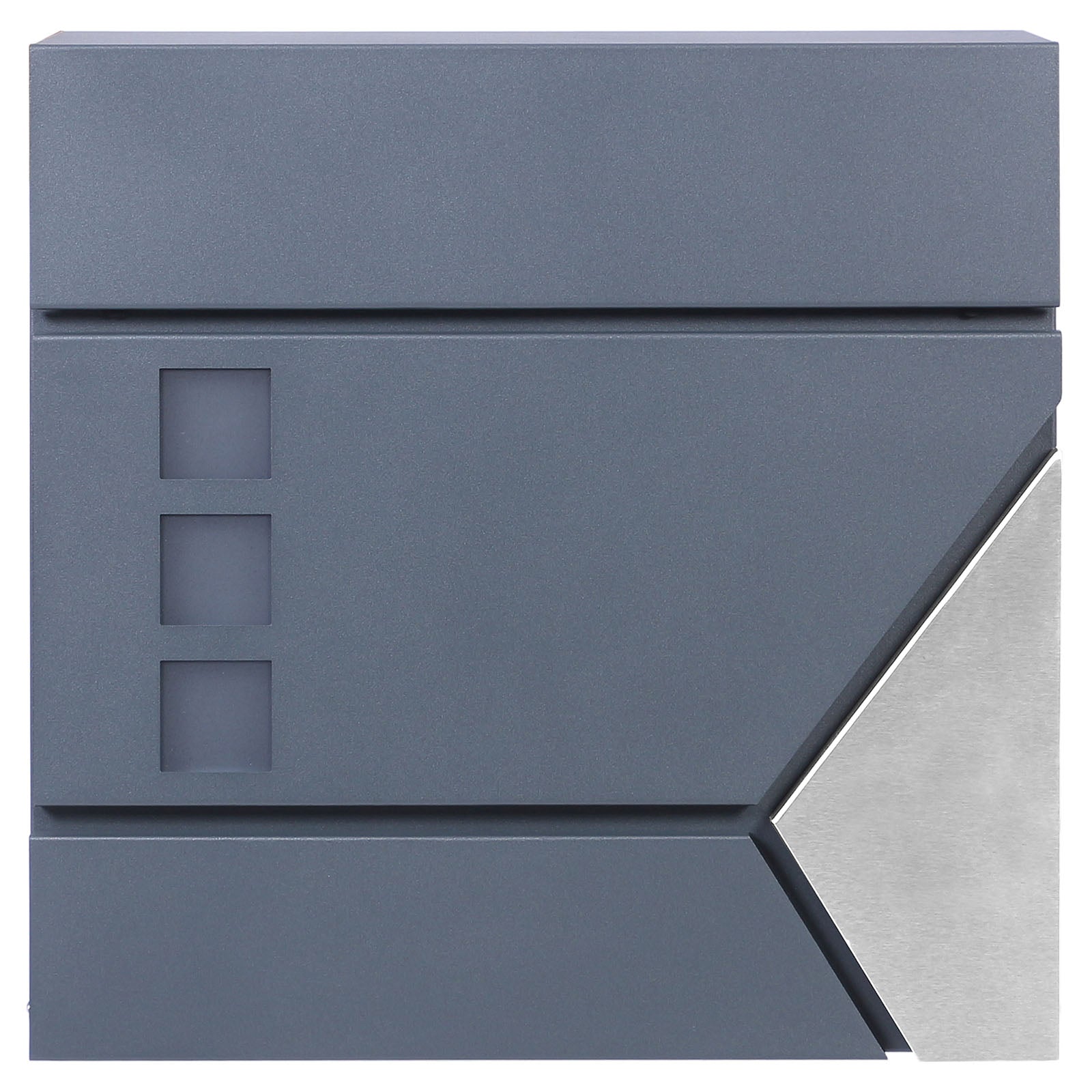 Cassetta postale con vano portagiornale V48 antracite + inox 370 x 105 x 370 mm