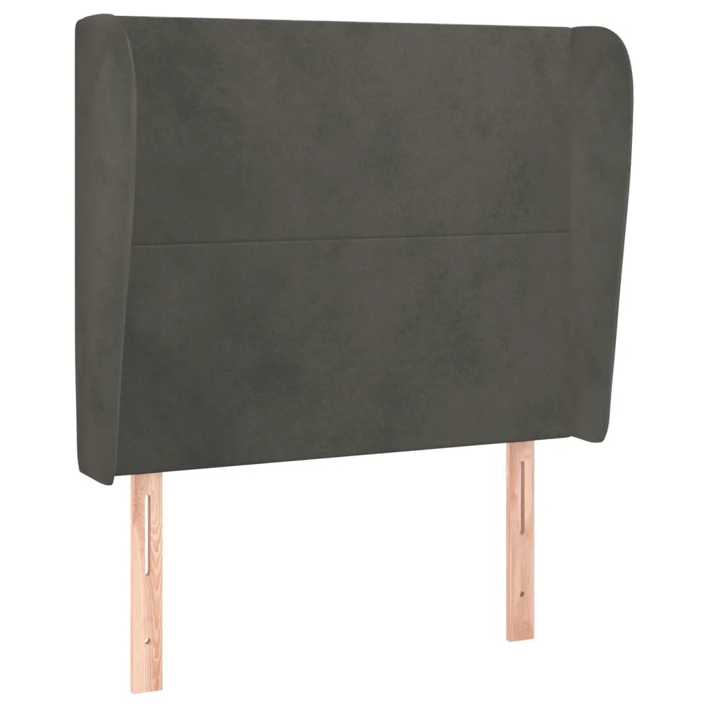 Testiera ad Orecchio-Testata con Orecchie Grigio Scuro 93x23x118/128 cm in Velluto 833648