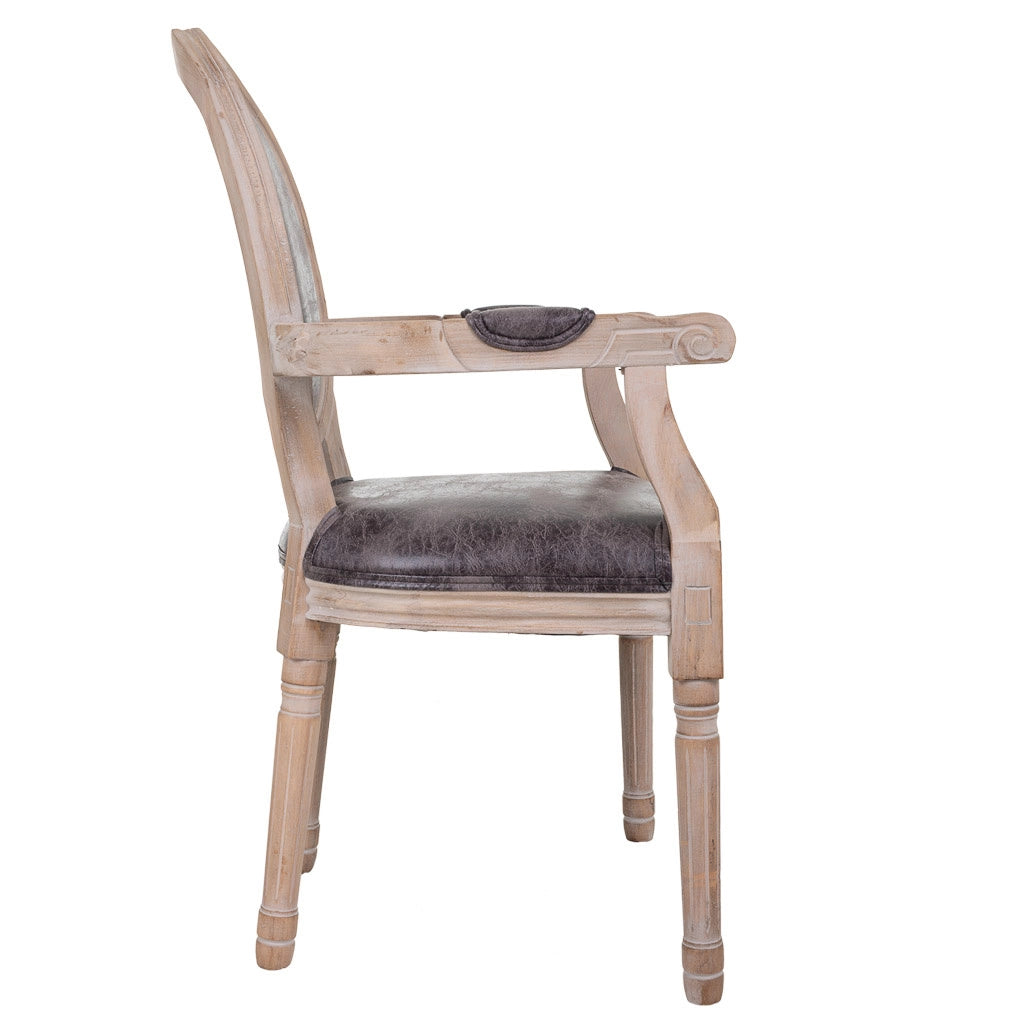 Poltrona in legno imbottita grigia 55x46x48/96h