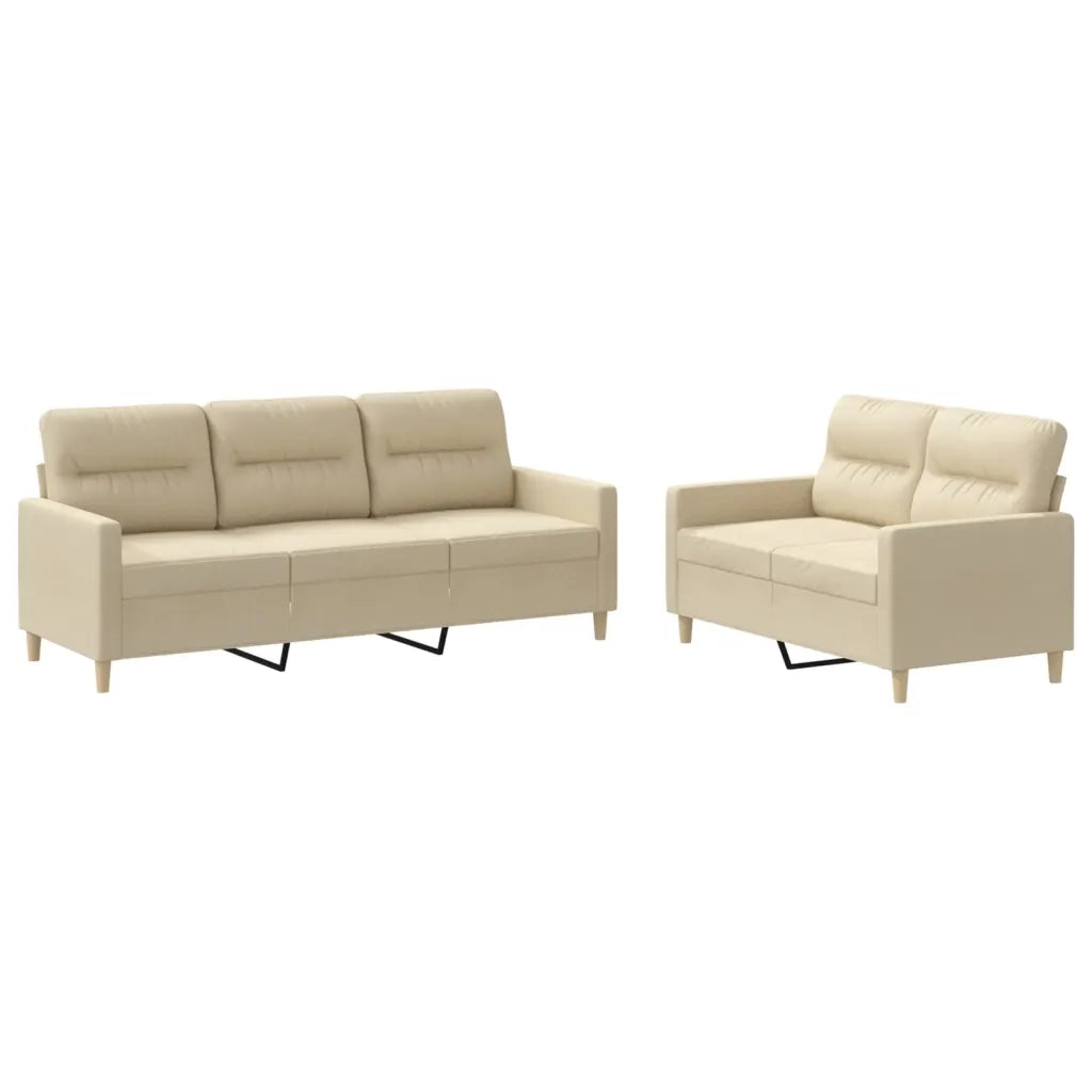 vidaXL Set di Divani 2 pz con Cuscini Crema in Tessuto