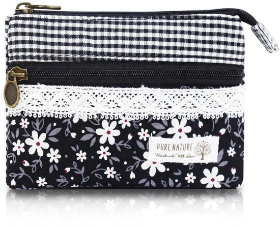 Portamonete in stile bohemien per donna, 2 tasche con chiusura a zip, mini portafoglio in stile bohemien, 13*10*1cm
