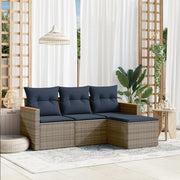 Set Divani da Giardino 4 pz con Cuscini Grigio in Polyrattan 3225907