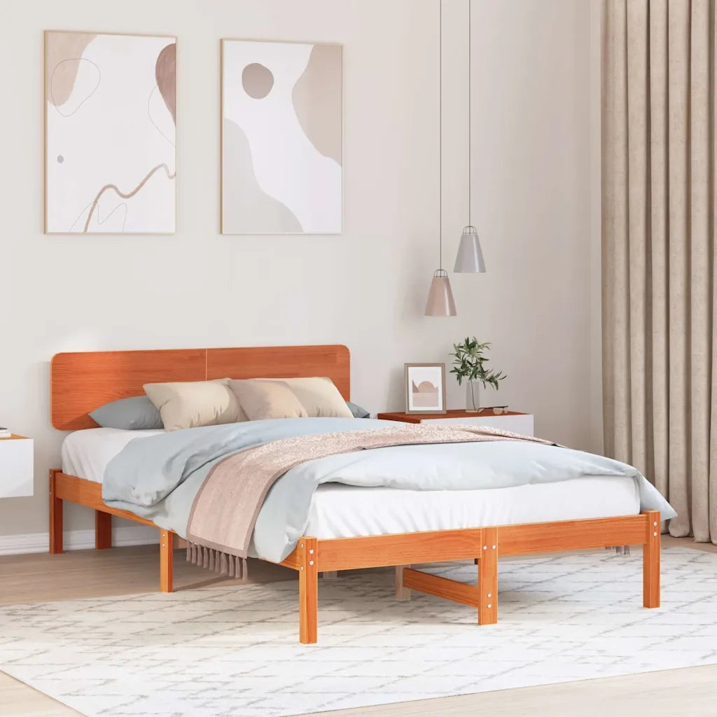 Struttura del letto Marrone cerato 140 x 190 cm Pino massello 872112