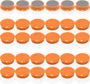 Magnetici per lavagne magnetiche - 30 pezzi forti magneti arancioni per frigoriferi - Magnetici rotondi mini magneti per lavagne, pareti magnetiche e lavagne da attacchi - Piccoli magneti, magneti colorati per tavole da mensa, ufficio, scuola