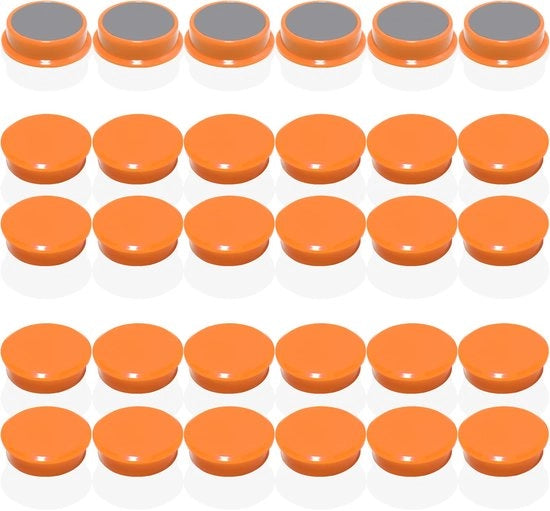 Magnetici per lavagne magnetiche - 30 pezzi forti magneti arancioni per frigoriferi - Magnetici rotondi mini magneti per lavagne, pareti magnetiche e lavagne da attacchi - Piccoli magneti, magneti colorati per tavole da mensa, ufficio, scuola