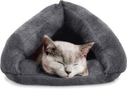 Cuscino da Soggiorno per Piccoli Animali da Compagnia con Tasca da Lavatrice, Tenda di Felpa morbida e Calda, Casa per Gatti e Cuccioli, Grigio Scuro