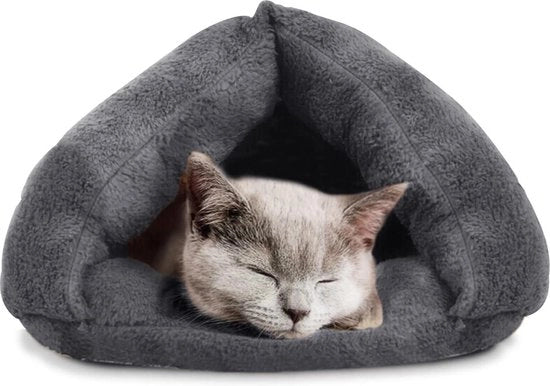 Cuscino da Soggiorno per Piccoli Animali da Compagnia con Tasca da Lavatrice, Tenda di Felpa morbida e Calda, Casa per Gatti e Cuccioli, Grigio Scuro