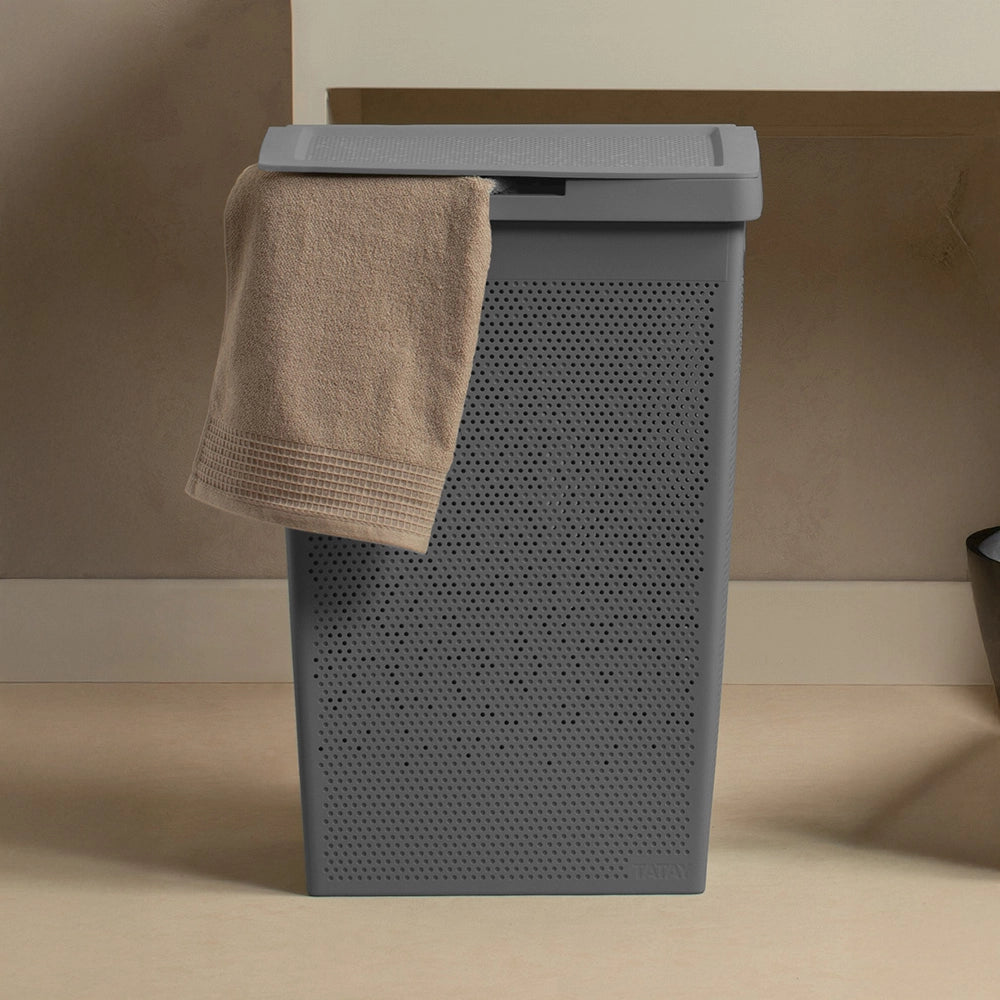 Cesta portabiancheria  65 lt grigia in plastica riciclata