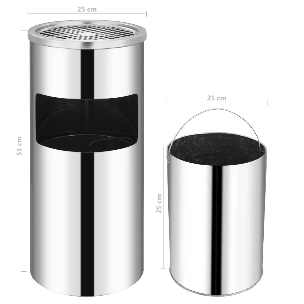 Pattumiera con Posacenere da Parete Acciaio Inox 26 L 51095