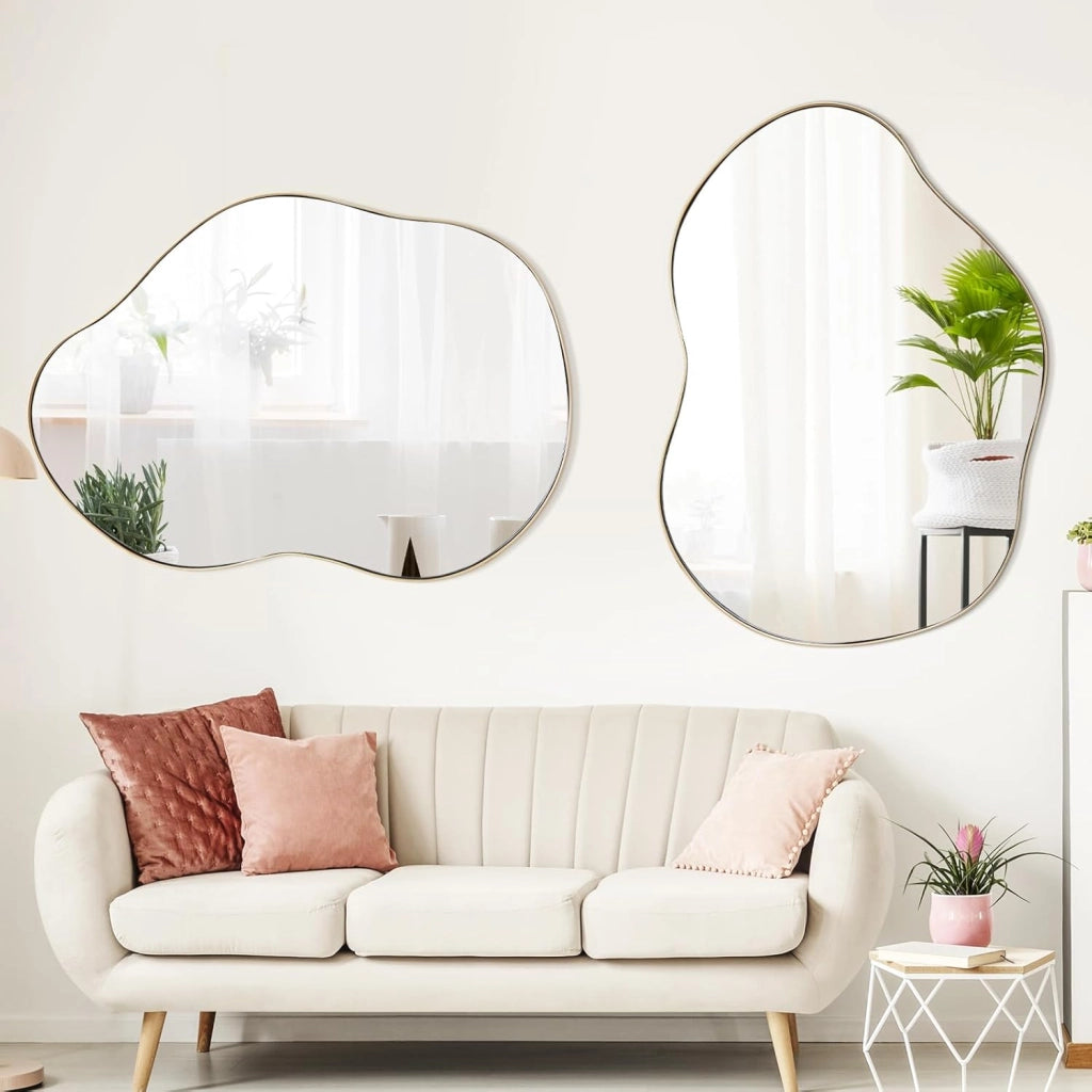Specchio da Parete 78x56 cm, Specchio da Bagno a Forma Irregolare con Base Posteriore Premium, Specchio Decorativo per Soggiorno Ingresso Bagno (78 x 56 cm)