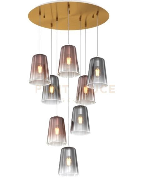 SOSPENSIONE OTTONE SAT. TONDA 8 LUCI (4 RA + 4 CR) 1164OS-S8 T-RC