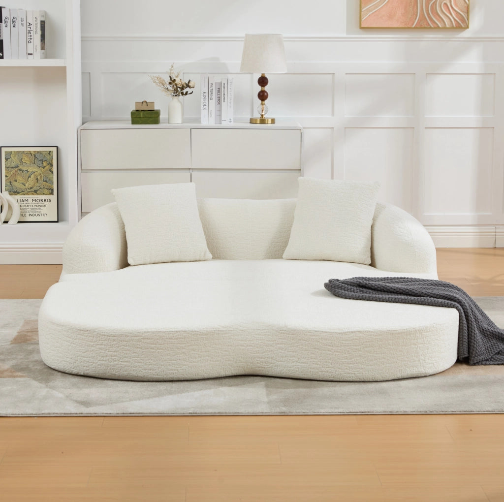 Divano letto 2 posti pieghevole in ciniglia beige