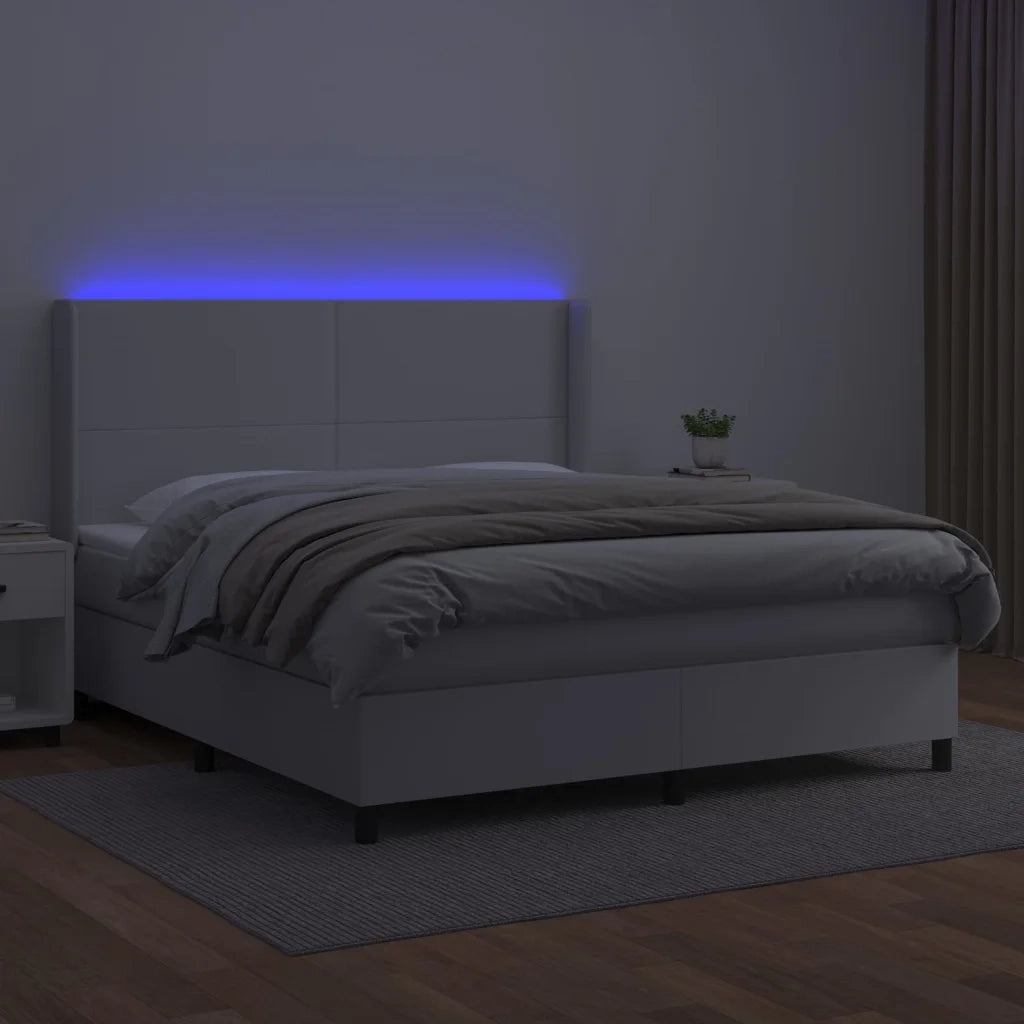 Giroletto Molle con Materasso e LED Bianco 160x200cm Similpelle 3139272