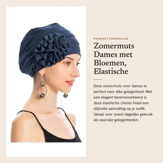 Cappello estivo elastico - Cappello da sole - Stampa fiorita - Leggero - Respirante - 100% Poliestere