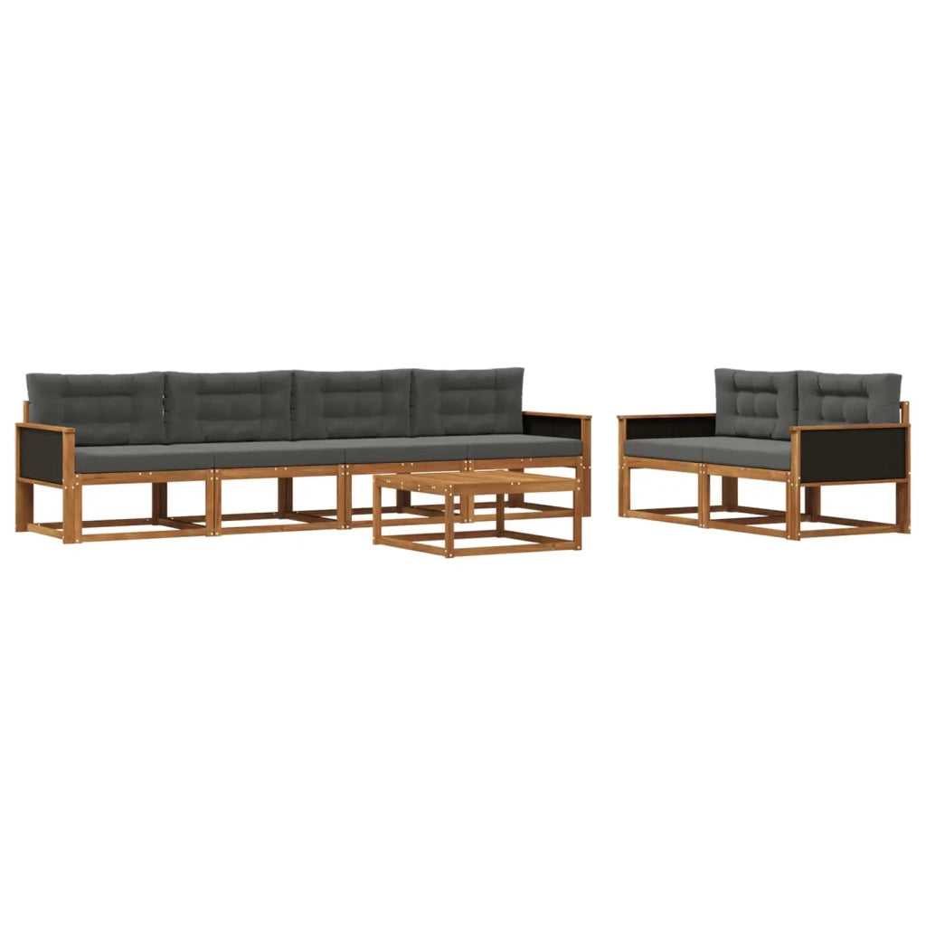 Set di divani da esterno con cuscino 7 pcs Naturale e Antracite 3382355