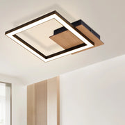 ZMH Lampada da Soffitto LED 3000K Luce Calda Moderna 12W Piccola in Legno Quadrata Nera per Corridoio Soggiorno
