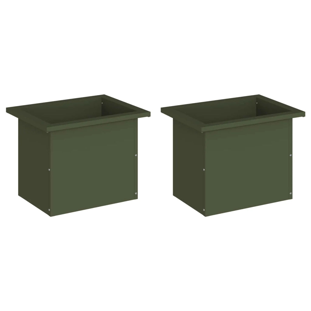 Fioriera da giardino con LED 2 pz Verde Oliva 30 x 40 x 30 cm 8008077