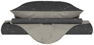 Copripiumino Singolo con Federe Stampato in Microfibra Stars Grigio