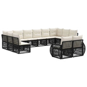 Set Divano da Giardino 12 pcs Nero e Bianco Crema polyrattan 3435562
