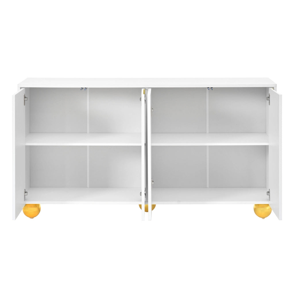 Credenza con 4 ante e 2 vani - per soggiorno - in MDF e truciolare - 140×40×74 cm - bianco