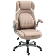 Sedia da Ufficio Reclinabile con Altezza Regolabile in Tessuto, 68x76x109-117 cm, Marrone Chiaro