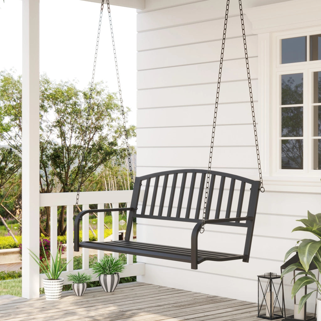 Dondolo da giardino 2 posti ¨C Xylo ¨C metallo nero 127x60x53 cm