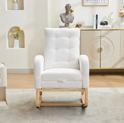 Sedia a dondolo 66.5x121.5x102 cm con poggiapiedi estraibile; tasche laterali; legno; bianco