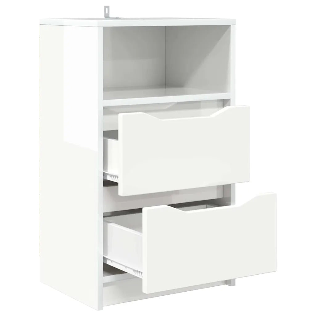 Comodino Bianco Lucido 40 x 30 x 467 cm Legno multistrato