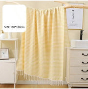 Asciugamano di cotone turco - Tovaglia da spiaggia - Asciugamano hamam - 100 x 180 cm - Tovaglia da spiaggia resistente al sabbia - Asciugamano veloce ad asciugare - Giallo