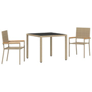 Set da Pranzo per Giardino 3 pz | Set Salotto da Giardino Beige polyrattan