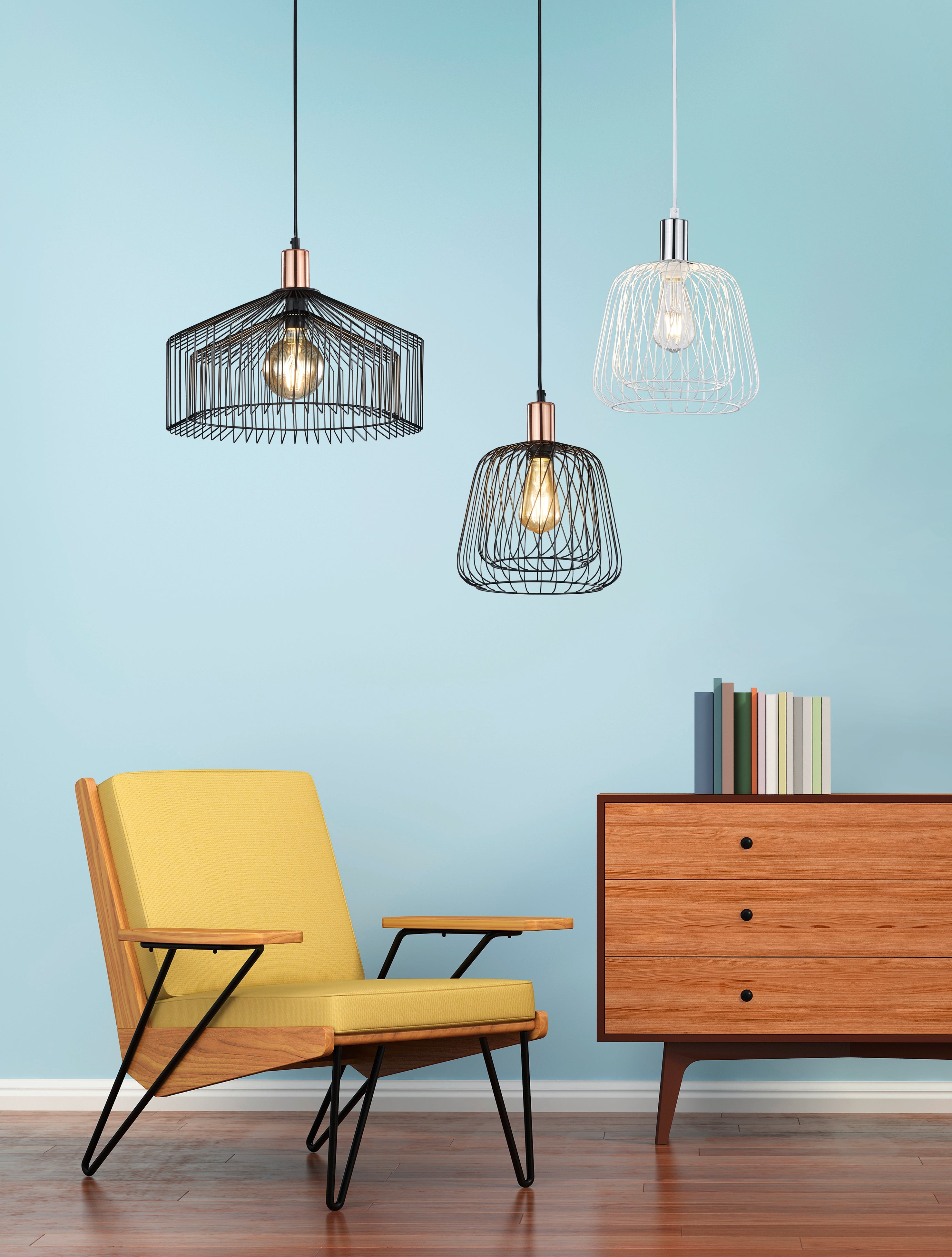 Lampada a Sospensione da Interno  E27 in Metallo Nero